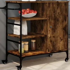 vidaXL Keukentrolley 87,5x38,5x84,5 cm bewerkt hout gerookt eikenkleur