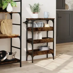 vidaXL Keukentrolley 53x20x76 cm bewerkt hout gerookt eikenkleurig