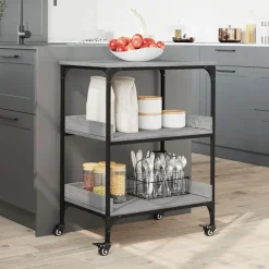 vidaXL Keukentrolley 60x41x80,5 cm bewerkt hout grijs sonoma eiken