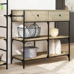 vidaXL Keukentrolley 105x42x95 cm bewerkt hout sonoma eikenkleurig