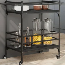 vidaXL Keukentrolley 82x40x78,5 cm bewerkt hout zwart