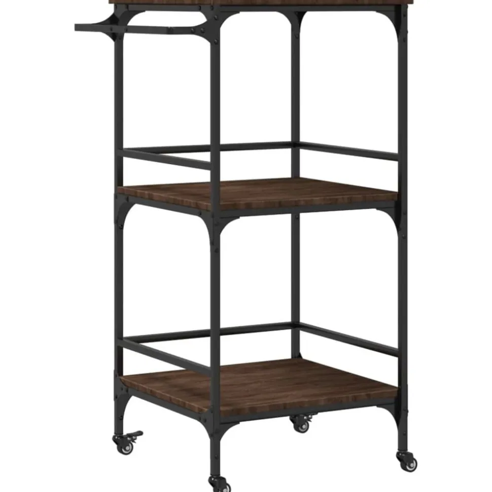 vidaXL Keukentrolley 60,5x50x105 cm bewerkt hout bruin eiken