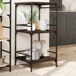vidaXL Keukentrolley 60,5x50x105 cm bewerkt hout bruin eiken