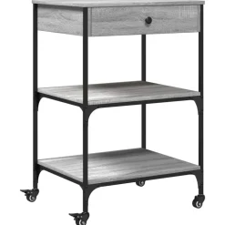 vidaXL Keukentrolley 60x48x89,5 cm bewerkt hout grijs sonoma eiken