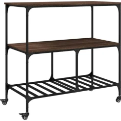 vidaXL Keukentrolley 100x50x95 cm bewerkt hout bruin eikenkleurig
