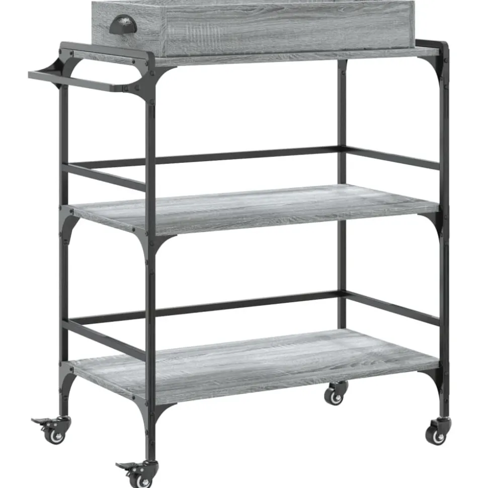 vidaXL Keukentrolley 81,5x41x92,5 cm bewerkt hout grijs sonoma eiken