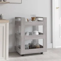 vidaXL Keukentrolley 60x45x80cm bewerkt hout grijs sonoma eikenkleurig