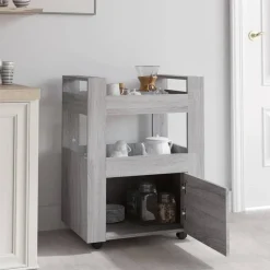 vidaXL Keukentrolley 60x45x80cm bewerkt hout grijs sonoma eikenkleurig