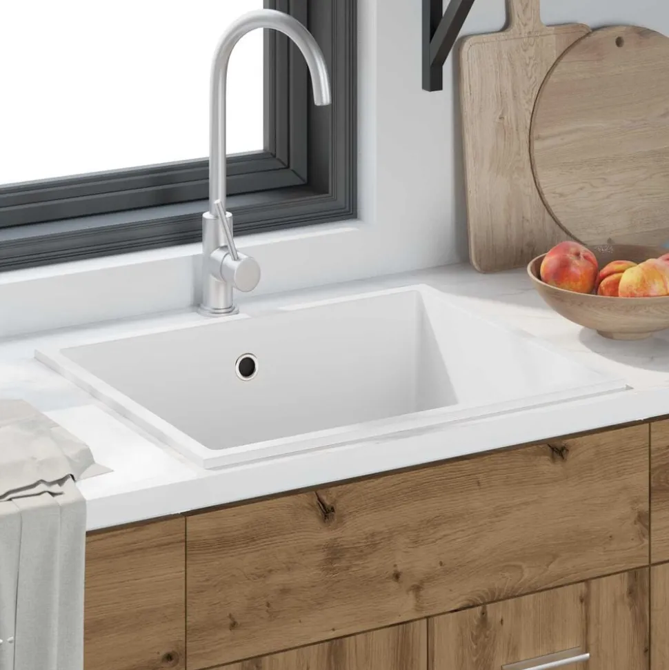 vidaXL Keukenwasbak Wit 54 x 44 x 20 cm Graniet