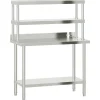 vidaXL Keukenwerktafel met bovenschap 110x55x150 cm roestvrij staal