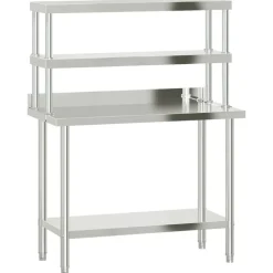 vidaXL Keukenwerktafel met bovenschap 110x55x150 cm roestvrij staal