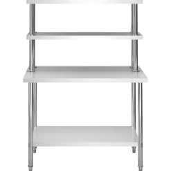 vidaXL Keukenwerktafel met bovenschap 120x60x150 cm roestvrij staal