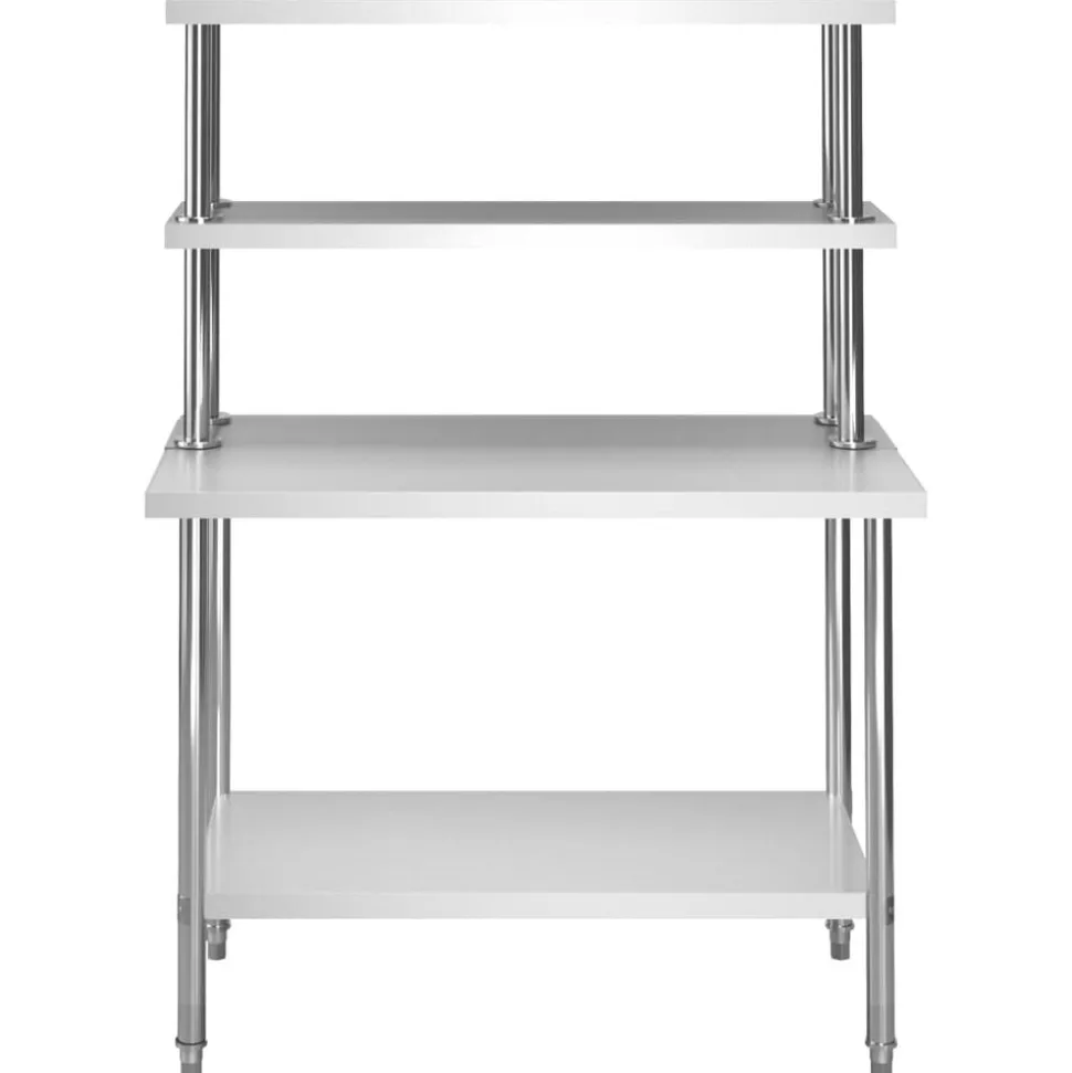 vidaXL Keukenwerktafel met bovenschap 120x60x150 cm roestvrij staal