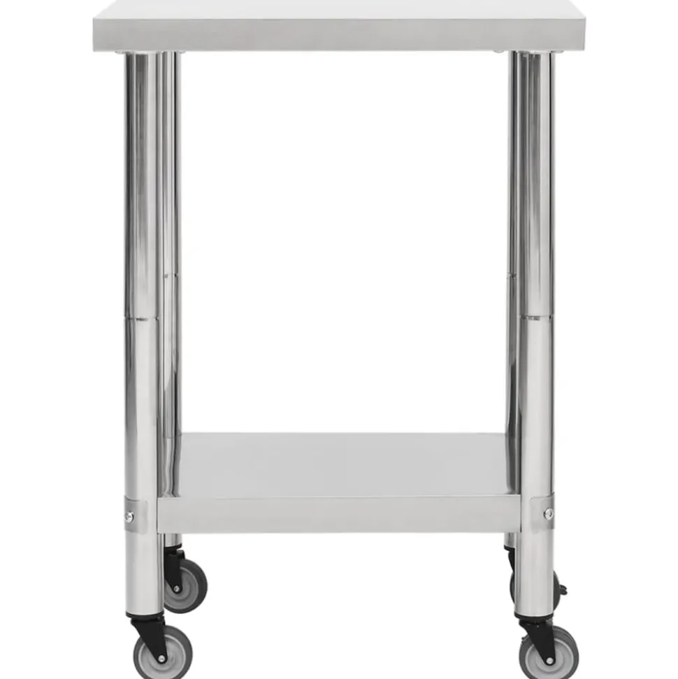 vidaXL Keukenwerktafel met wielen 60x30x85 cm roestvrij staal