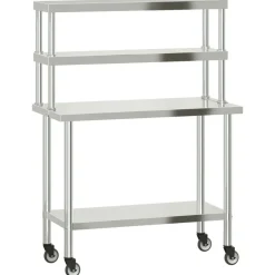 vidaXL Keukenwerktafel met bovenschap 110x55x150 cm roestvrij staal