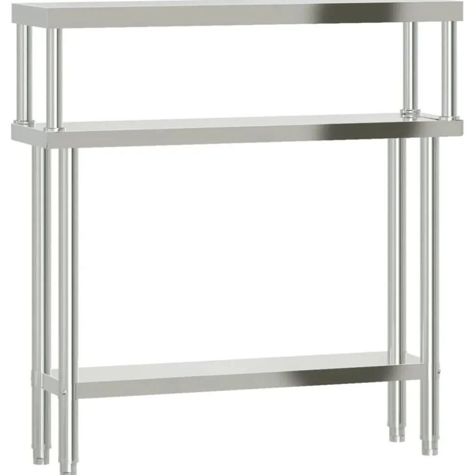 vidaXL Keukenwerktafel met bovenschap 110x30x120 cm roestvrij staal