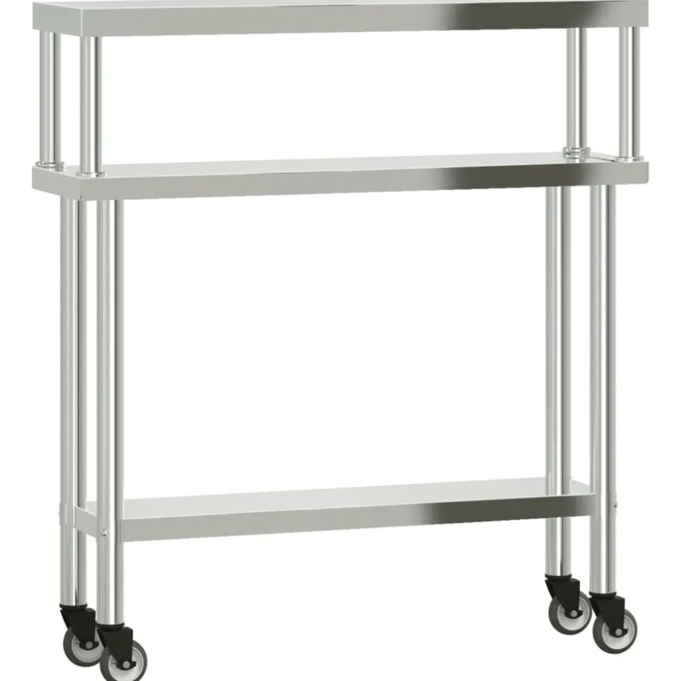 vidaXL Keukenwerktafel met bovenschap 110x30x120 cm roestvrij staal