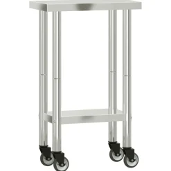 vidaXL Keukenwerktafel met wielen 55x30x85 cm roestvrij staal