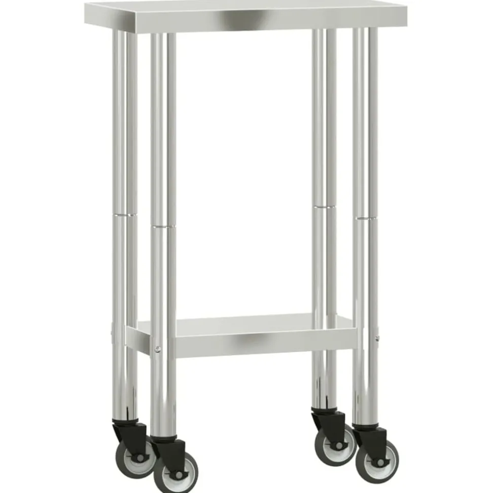 vidaXL Keukenwerktafel met wielen 55x30x85 cm roestvrij staal
