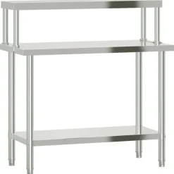 vidaXL Keukenwerktafel met bovenschap 110x55x120 cm roestvrij staal