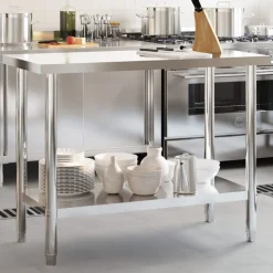 vidaXL Keukenwerktafel 110x55x85 cm roestvrij staal