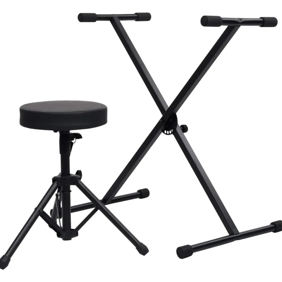 vidaXL Keyboardstandaard en -kruk zwart