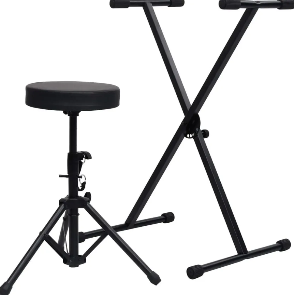 vidaXL Keyboardstandaard en -kruk zwart