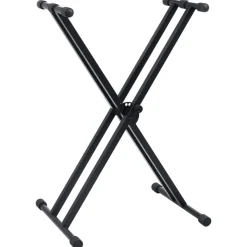 vidaXL Keyboardstandaard en -kruk dubbel versterkt zwart