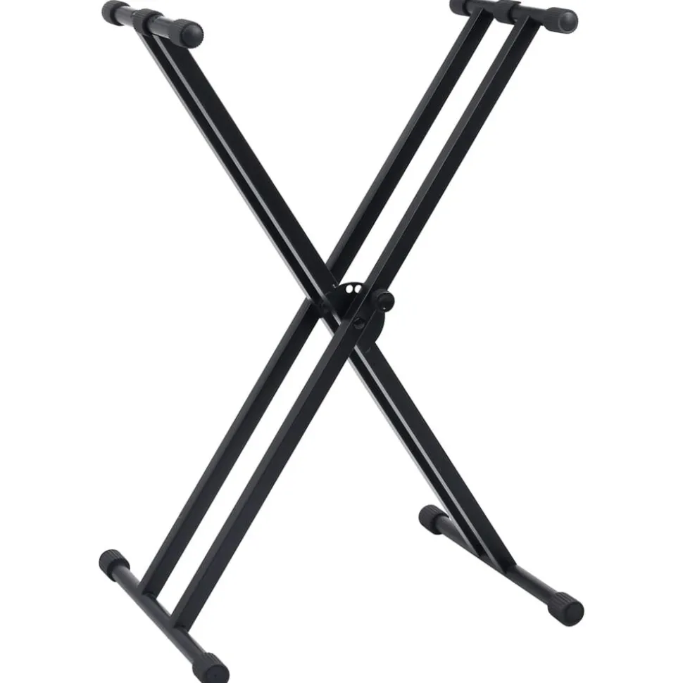 vidaXL Keyboardstandaard en -kruk dubbel versterkt zwart