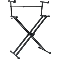 vidaXL Keyboardstandaard X-frame dubbel versterkt zwart