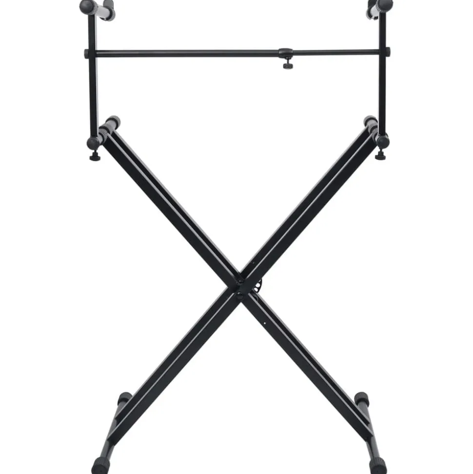 vidaXL Keyboardstandaard X-frame dubbel versterkt zwart