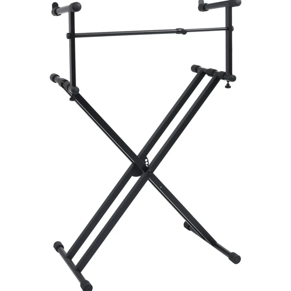 vidaXL Keyboardstandaard X-frame dubbel versterkt zwart