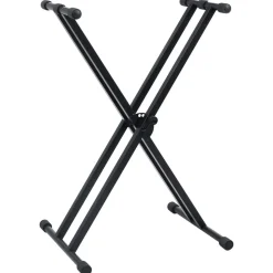 vidaXL Keyboardstandaard en -kruk dubbel versterkt zwart