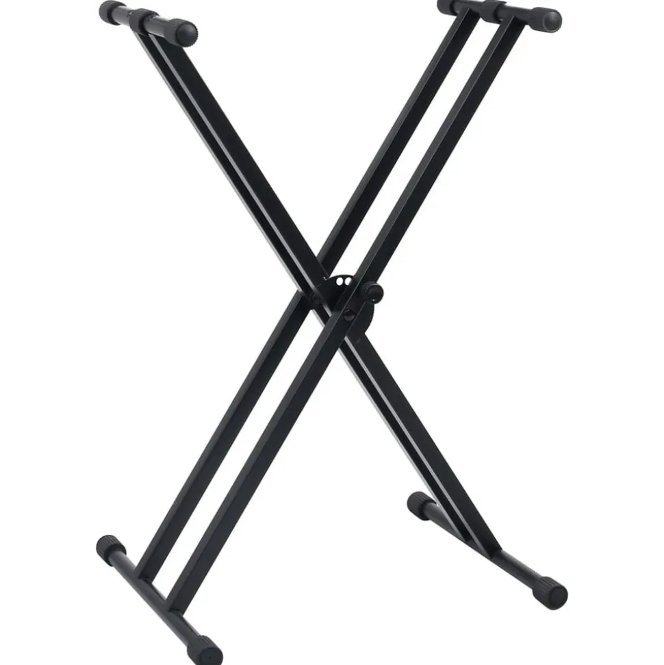vidaXL Keyboardstandaard en -kruk dubbel versterkt zwart