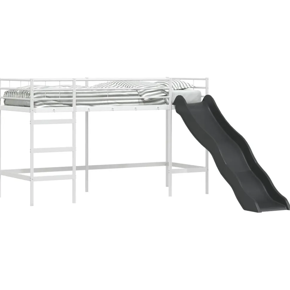 vidaXL Kinder loft bedframe met glijbaan Wit en Antraciet 75 x 190 cm