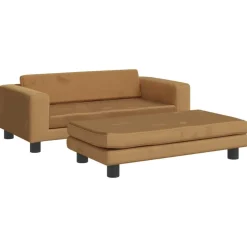 vidaXL Kinderbank met voetensteun 100x50x30 cm fluweel bruin