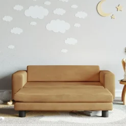 vidaXL Kinderbank met voetensteun 100x50x30 cm fluweel bruin