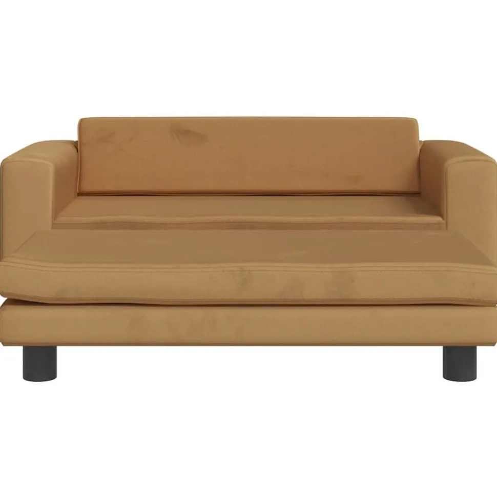 vidaXL Kinderbank met voetensteun 100x50x30 cm fluweel bruin