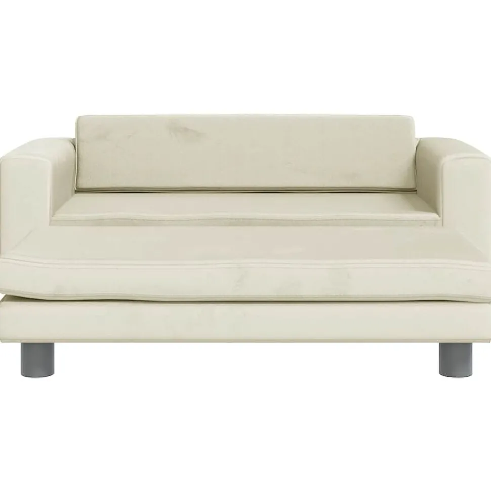 vidaXL Kinderbank met voetensteun 100x50x30 cm fluweel crèmekleurig