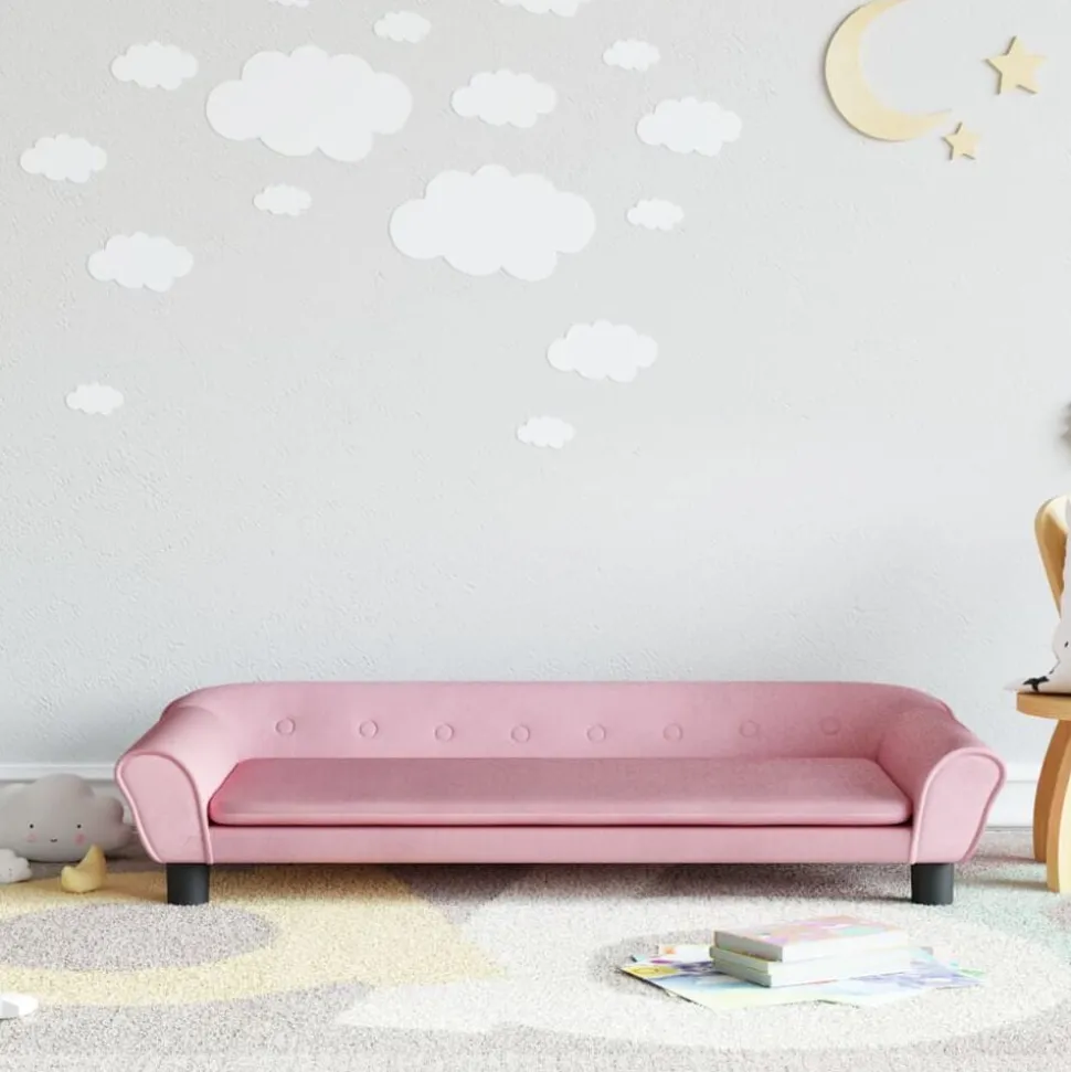 vidaXL Kinderbank 100x50x26 cm fluweel roze