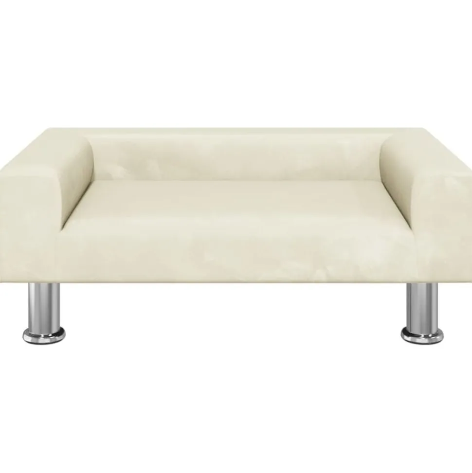 vidaXL Kinderbank 70x45x26,5 cm fluweel crèmekleurig