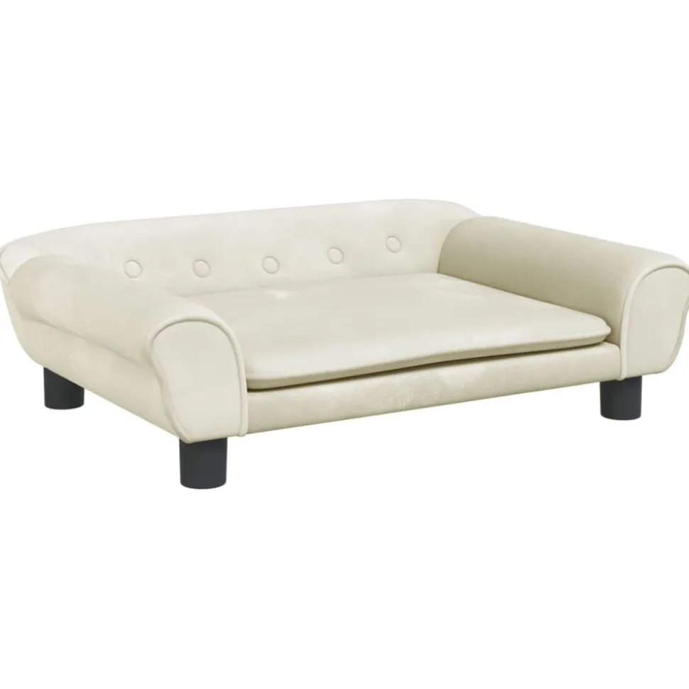 vidaXL Kinderbank 70x45x26 cm fluweel crèmekleurig