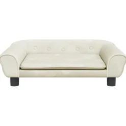 vidaXL Kinderbank 70x45x26 cm fluweel crèmekleurig