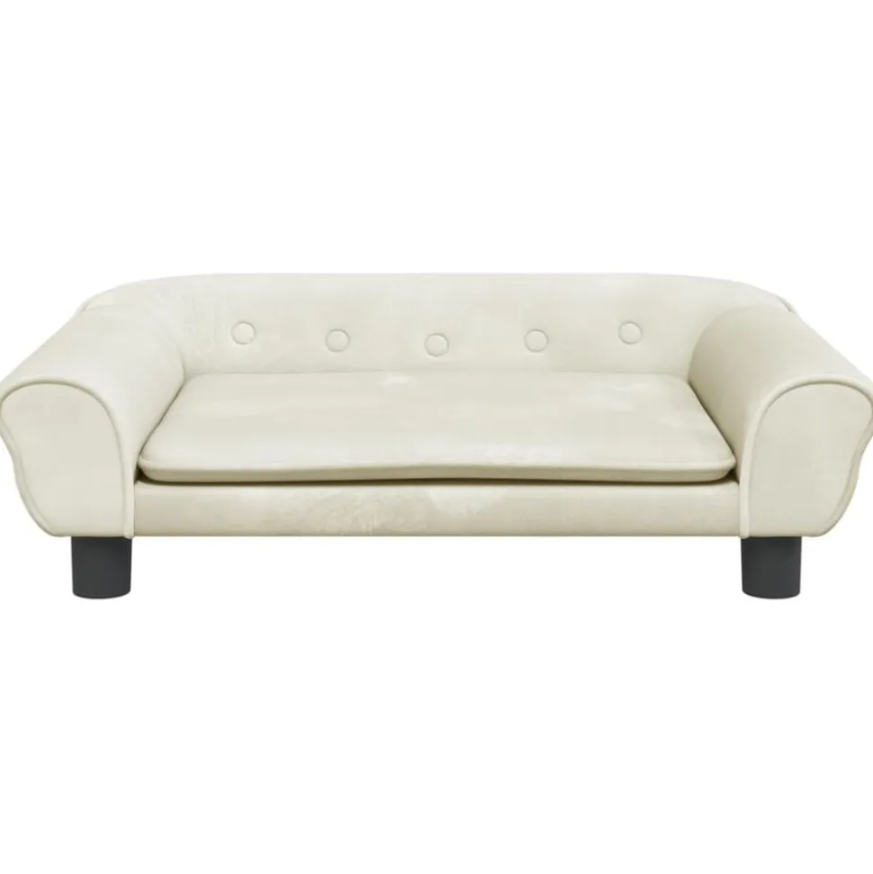 vidaXL Kinderbank 70x45x26 cm fluweel crèmekleurig