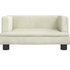 vidaXL Kinderbank 60x40x30 cm fluweel crèmekleurig