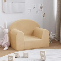 vidaXL Kinderbank zacht pluche crèmekleurig