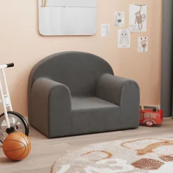 vidaXL Kinderbank zacht pluche antracietkleurig