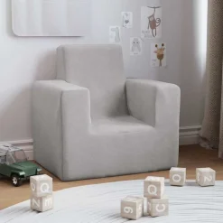 vidaXL Kinderbank zacht pluche lichtgrijs