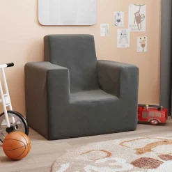 vidaXL Kinderbank zacht pluche antraciet