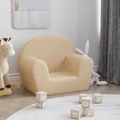 vidaXL Kinderbank zacht pluche crèmekleurig